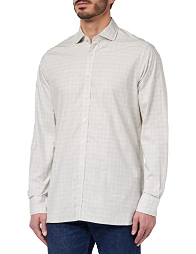 Hackett London Męska koszula TAN Ecru Melange CHK Button Down Shirt, M