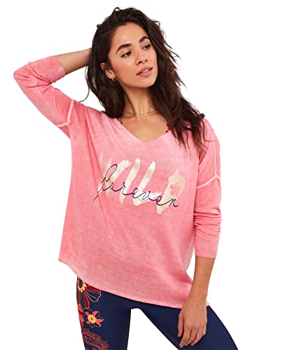 Joe Browns Damski sweter Sloe Joes Sustainable Supersoft Slogan z długim rękawem, różowy, 44