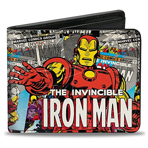 Buckle-Down Męski składany portfel Iron Man dwuskładany, wielokolorowy, 10 cm x 9 cm, wielobarwny