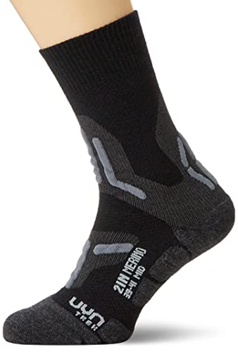 UYN Męskie skarpety trekkingowe 2 w Merino MID Socks skarpety turystyczne, czarny/szary, rozmiar uniwersalny