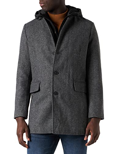TOM TAILOR Denim Męskie Płaszcz wełniany z kapturem 1032441, 20065 - Grey Melange Twill, M