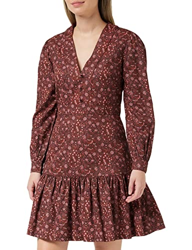 People Tree Damska sukienka z dekoltem w serek V&A Glendale, bordowa, 8, Burgund, 34