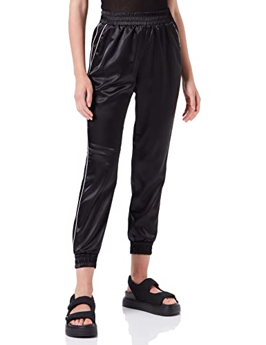 Moschino Damskie spodnie do biegania ze streczu, satynowe, czarny, M