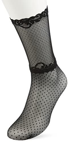 FALKE Lyric Tiul Skarpetki damskie 20 DEN cienkie przezroczyste białe czarne fioletowe fantazyjne wzór idealne lato 1 para, Czarny (Black 3009), 39-42 EU