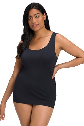 Ulla Popken Damski tank top Bonded T-shirt, czarny, 50/52, czarny, 50-52