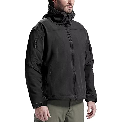 FREE SOLDIER Kurtka outdoorowa z wieloma kieszeniami, wiatroszczelna, taktyczna, nieprzepuszczalna, softshellowa, męska kurtka outdoorowa, czarny, 4XL