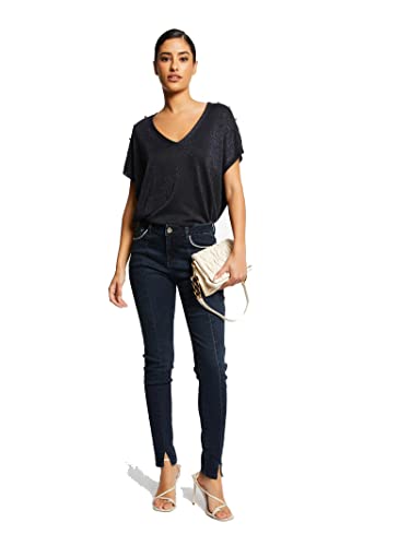 Morgan damski sweter z krótkim rękawem z dekoltem w serek MCOTCHI granatowy TXS, granatowy, XS