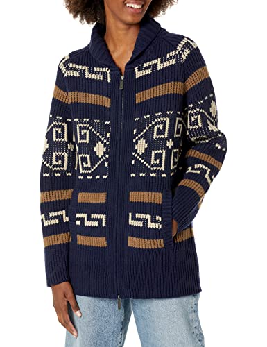 Pendleton Damski długi Westerley kardigan sweter kardigan, granatowy/brązowy., XL