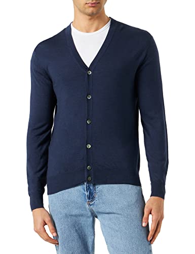 Hackett London Męski kardigan GMD Merino Silk Cardi, granatowy, XXL