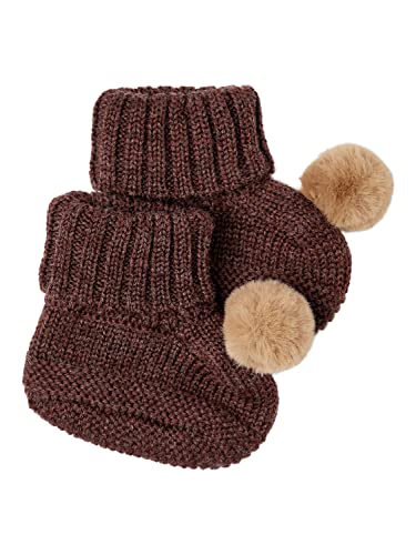 NAME IT Baby Girls NBFWRILLA Wool Knit Slippers W/DOT XXII skarpety, Deep Mahogany, 50/56, Deep mahogany, 50/56 cm