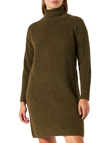 PIECES Damska sukienka PCELLEN LS HIGH Neck Knit Dress NOOS BC, Dark Olive, L