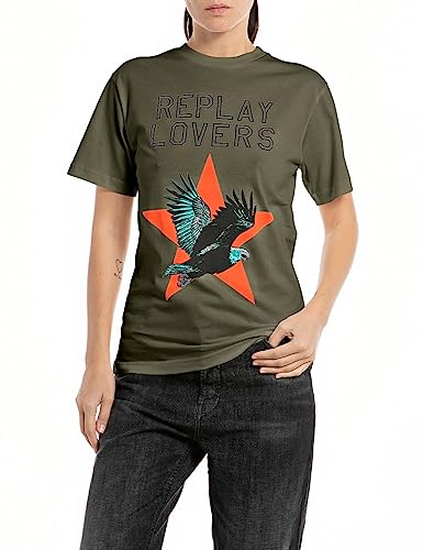 Replay T-shirt damski, 234 Dark Olive, M