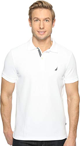 Nautica Męska koszula polo z krótkim rękawem o kroju slim fit, Jasnobiały, M