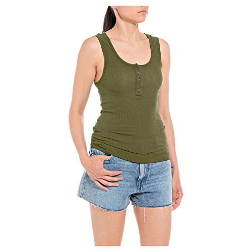 Replay Damska koszulka W3597a Cami, 238 zieleń wojskowa, XS, 238 Army Green, XS