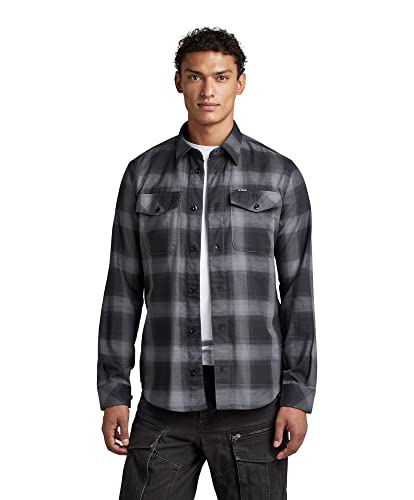 G-STAR RAW Men's Marine Slim koszula męska, wielokolorowa (dk Black Ryan Check D335-C979), M, Wielokolorowy (Dk Black Ryan Check D335-c979), M
