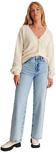 NA-KD Damski sweter z dzianiny oversize, Ecru, XXL