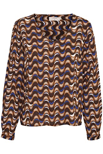 Cream Damska bluzka z długim rękawem z nadrukiem, sodalitowa niebieska geometryczna, 42