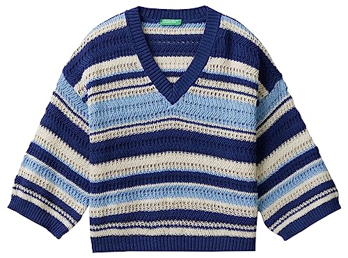 United Colors of Benetton Sweter damski, Wielobarwny W Paski Niebieski I Niebieski 902, S