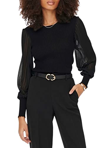 ONLY Women's ONLMANILLA L/S KNT sweter damski, czarny, L (3 sztuki)