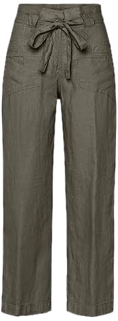 BRAX Damskie spodnie w stylu Maine S skrócone lniane spodnie, Khaki 1, 27W / 32L