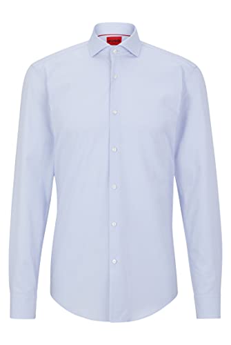 HUGO Męska koszula Kason Slim-Fit z teksturowanej bawełny popeliny, Light/Pastel Blue459, 46