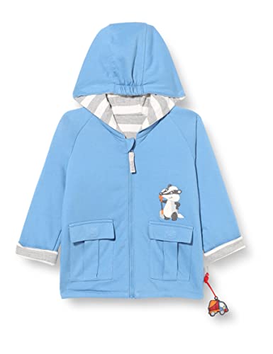 Sigikid Dwustronna kurtka dla chłopców, blau/gestreift/Baustelle, 80 cm