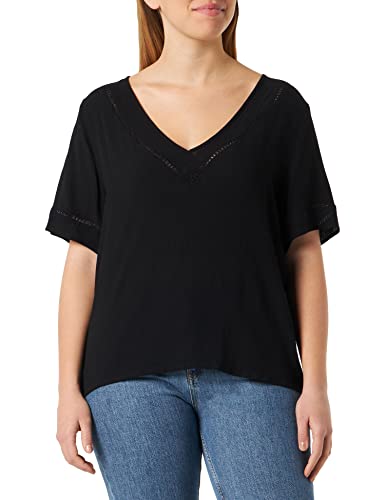 VIMESA Detail dekolt w serek S/S TOP/SU - NOOS, czarny, 34