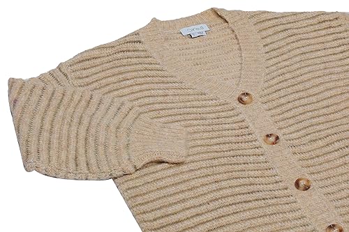 Caneva Damski luźny długi kardigan z wycięciem w serek, kremowy, rozmiar XS/S, kremowy, XS