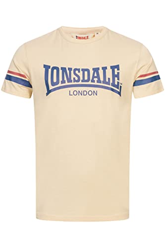 Lonsdale T-shirt męski, regularny krój, CREICH, piaskowy/granatowy/czerwony, 3XL 117363