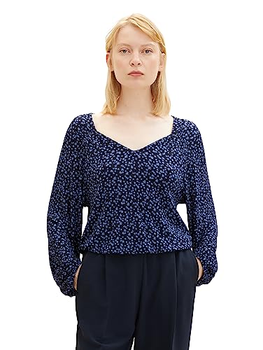 TOM TAILOR Dżinsowa damska bluzka T-shirt ze wzorem, 32411-granatowy kwiatowy nadruk, M
