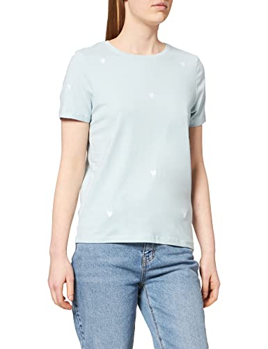 Naf Naf Damska koszulka Rejina Heart Mc t, Bleu Shirting, S