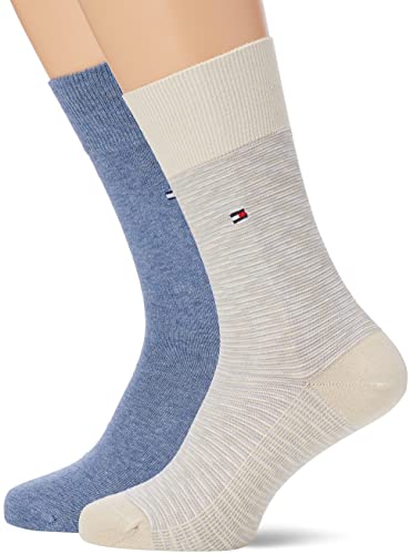 Tommy Hilfiger Spacedye Rib Sock Classic skarpety męskie, Beżowy denim melanż, 39-42 EU