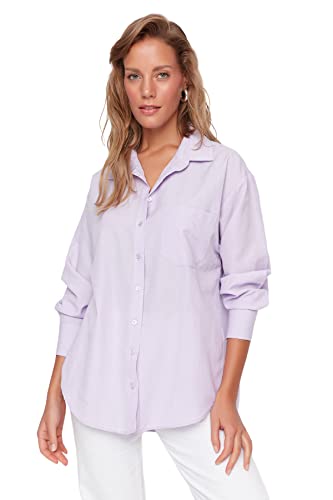Trendyol Damska koszula Lilac Boyfriend Shirt, fioletowa, 34