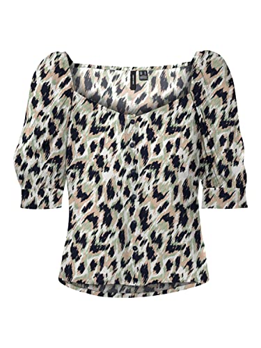 VERO MODA Women's VMMENNY 2/4 Shirt WVN GA Top, granatowy blezer/AOP: Mette, M, Navy Blazer/Aop: mette, M