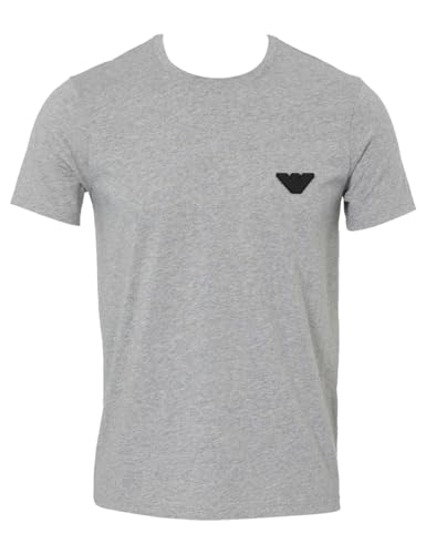 Emporio Armani Męski T-shirt męski Crew Neck Rubber Pixel Logo T-Shirt, jasnoszary melanżowy, S