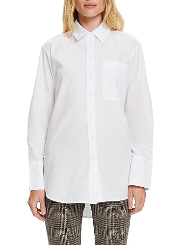 ESPRIT Bluzka koszulowa o luźnym kroju, 100% bawełna, biały, XS