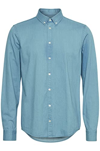 CASUAL FRIDAY CFAnton BD LS Denim Chambray Shirt męska koszula dżinsowa koszula z kołnierzem koszuli ze 100% bawełny, krój regularny, Denim Light Blue (200435), M