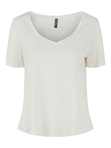PIECES Damska koszulka PCPHOEBE SS z dekoltem w serek, NOOS T-shirt, brzoza, L