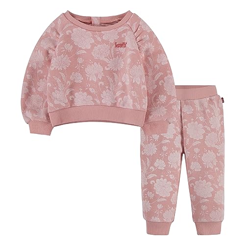 Levi's Baby Girls Lvg Floral Sweat Set 1ej247, Różowy lukier, 24 miesi?cy