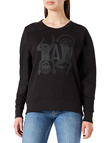G-STAR RAW Damska bluza z nadrukiem figury, Schwarz (Dk Black B782-6484), L