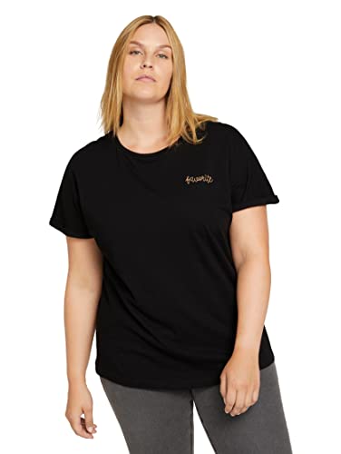 TOM TAILOR Plussize damska koszulka z haftem, 14482 – Deep Black, 52