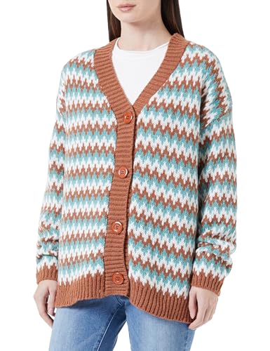 SIDONA Damski kardigan z guzikami 15525004-SI01, miętowy wielokolorowy, XL/XXL, Mięta dymna, wielokolorowa, XL-XXL