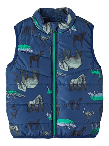 NAME IT Boy's NMMMYLANE kamizelka zwierzęta, niebieski Insignia Blue, 110, niebieski (Insignia Blue), 104