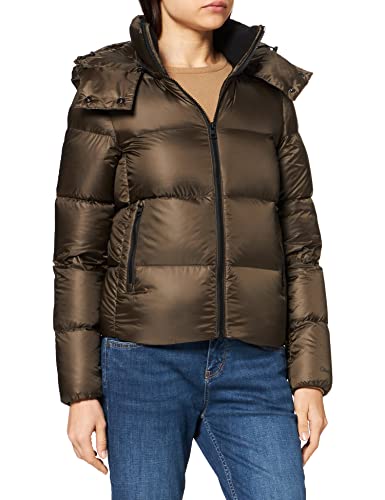 Calvin Klein Jeans Damska kurtka pikowana Shiny Down, czarny/oliwkowy (Black Olive), M