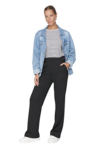 Trendyol Damskie spodnie dresowe z wysokim stanem z prostymi nogawkami, Czarny, M