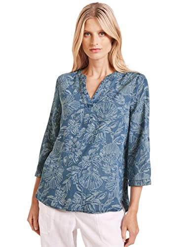 Cecil Damska bluzka z nadrukiem, Mid Blue Wash, XXL