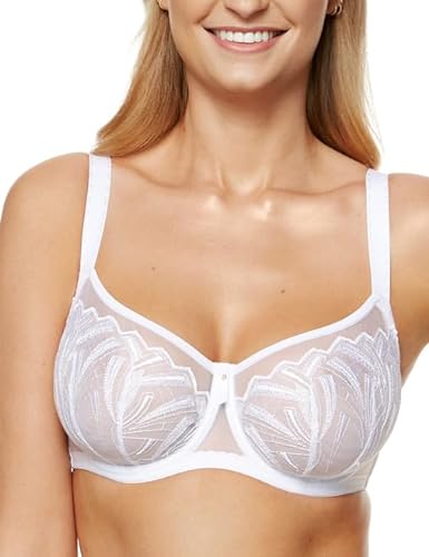 Gorteks Angel-B2 częściowo wyściełany biustonosz, haftowany, komfort – 85B, biały, biały, 85B