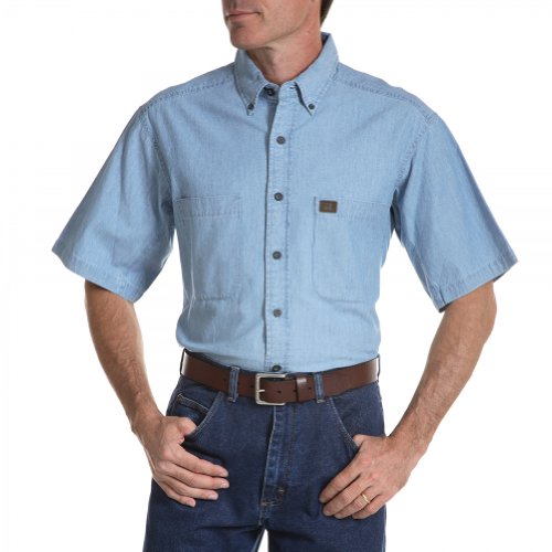 Wrangler Riggs Workwear Chambray męska koszula robocza, jasnoniebieska, L wysoki, Jasnoniebieski, L wysoki