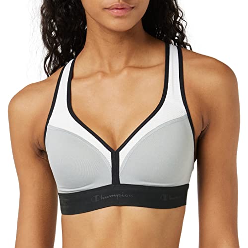 Champion Damski stanik sportowy z wszytym miseczką, Oxford Grey Heather/White/Black, M