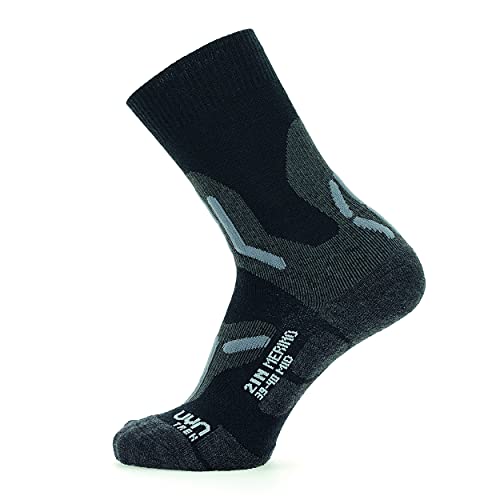 UYN Damskie Lady Trekking 2 w Merino MID Socks skarpety turystyczne, czarne/szare, rozmiar uniwersalny